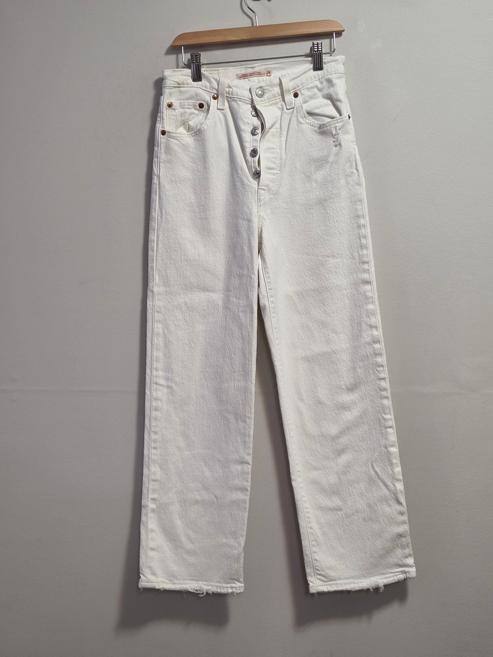 Levi's White Ribcage Straight-ankle Button-Fly Jeans